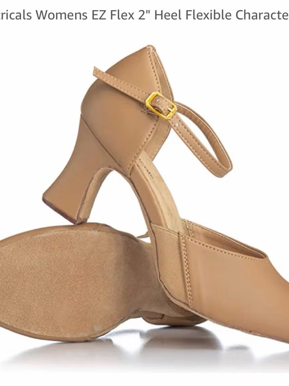 Classic Tan Character Dance Heels with Ankle Strap